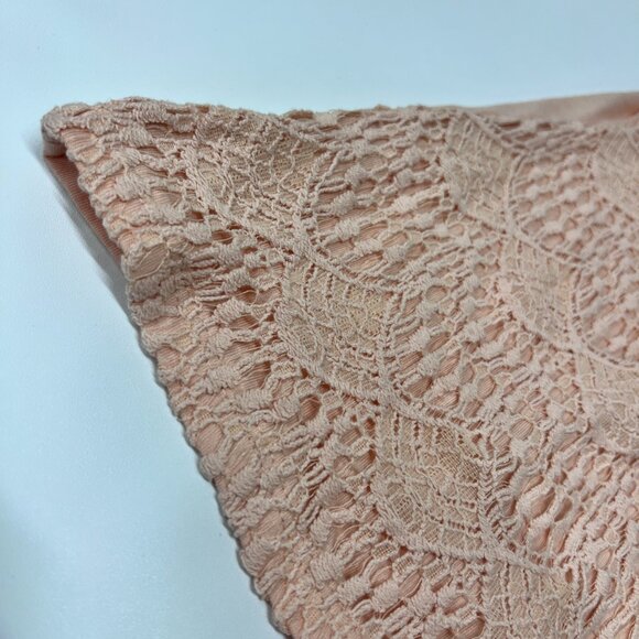 MSRP $48 Verve ami Blouse Women's Plus Sz 1X Lace Overlay Short Sleeve Peach Top - Picture 4 of 9